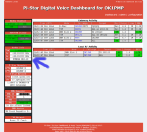 Pi-Star dashboard OK1PMP